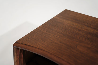 Set of Walnut Concave Bedside Tables by Paul Frankl, C. 1950s