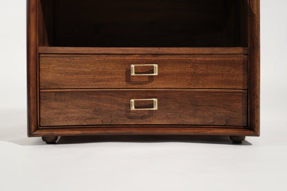 Set of Walnut Concave Bedside Tables by Paul Frankl, C. 1950s