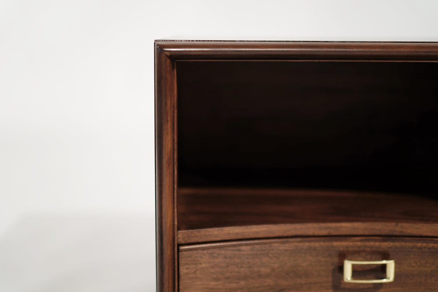 Set of Walnut Concave Bedside Tables by Paul Frankl, C. 1950s