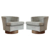 Set of Swivel Chairs in Walnut and Linen by Harvey Probber, C. 1950s