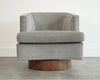 Set of Swivel Chairs in Walnut and Linen by Harvey Probber, C. 1950s