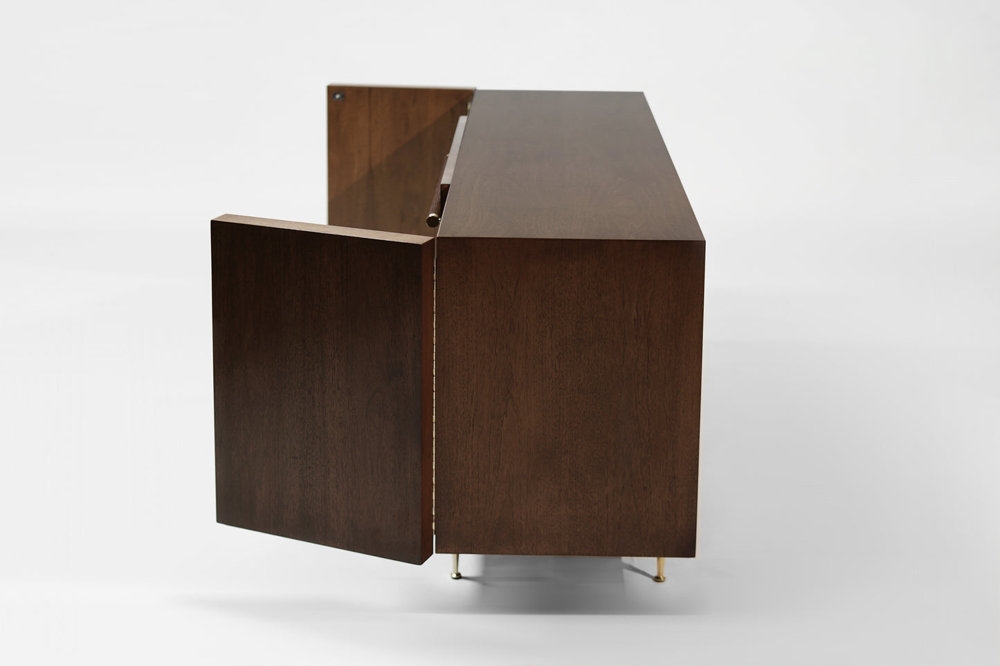 T.H. Robsjohn-Gibbings Credenza in Walnut and Brass, C. 1950s