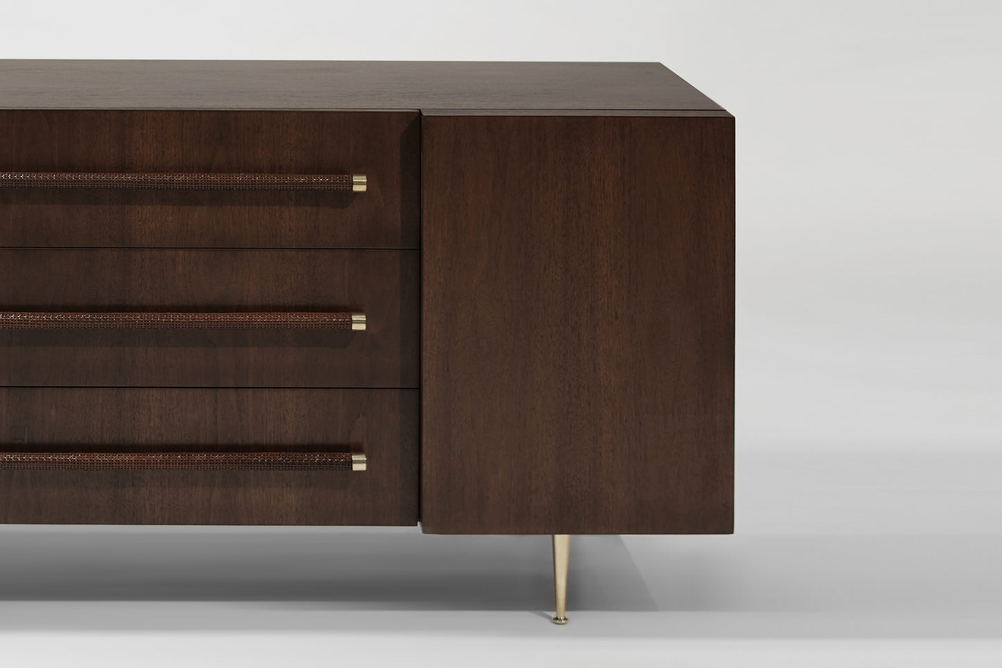 T.H. Robsjohn-Gibbings Credenza in Walnut and Brass, C. 1950s