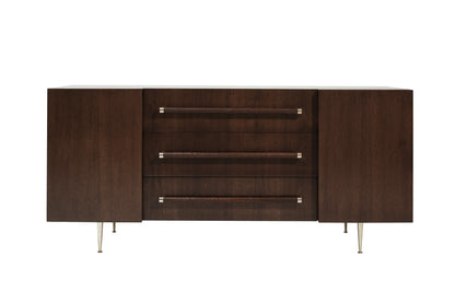 T.H. Robsjohn-Gibbings Credenza in Walnut and Brass, C. 1950s