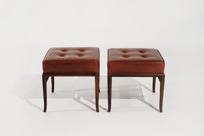 Set of Stools by T.H. Robsjohn-Gibbings in Cognac Leather, C. 1950s