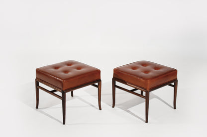 Set of Stools by T.H. Robsjohn-Gibbings in Cognac Leather, C. 1950s