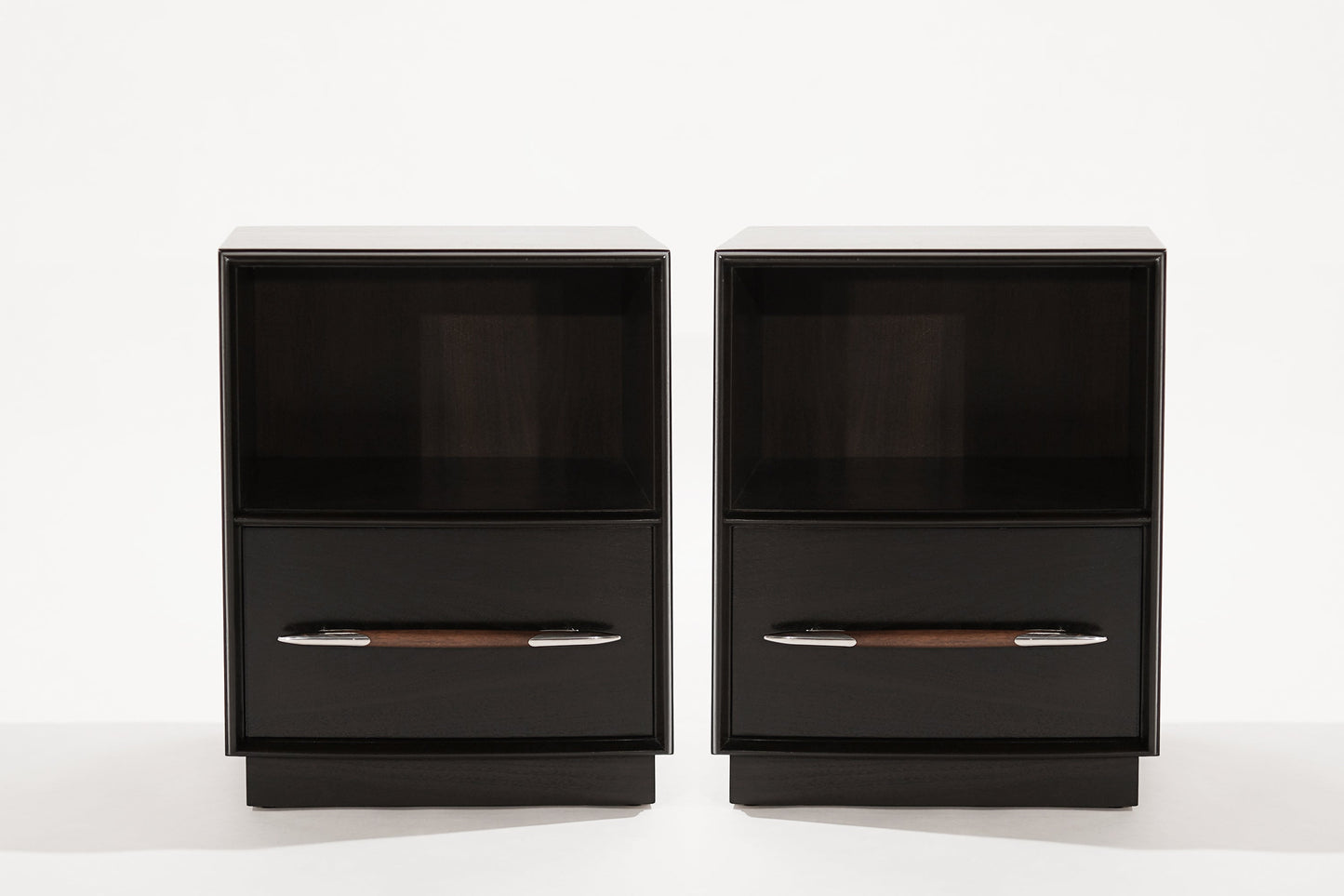 Dark Walnut Nightstands by T.H. Robsjohn-Gibbings, 1950s