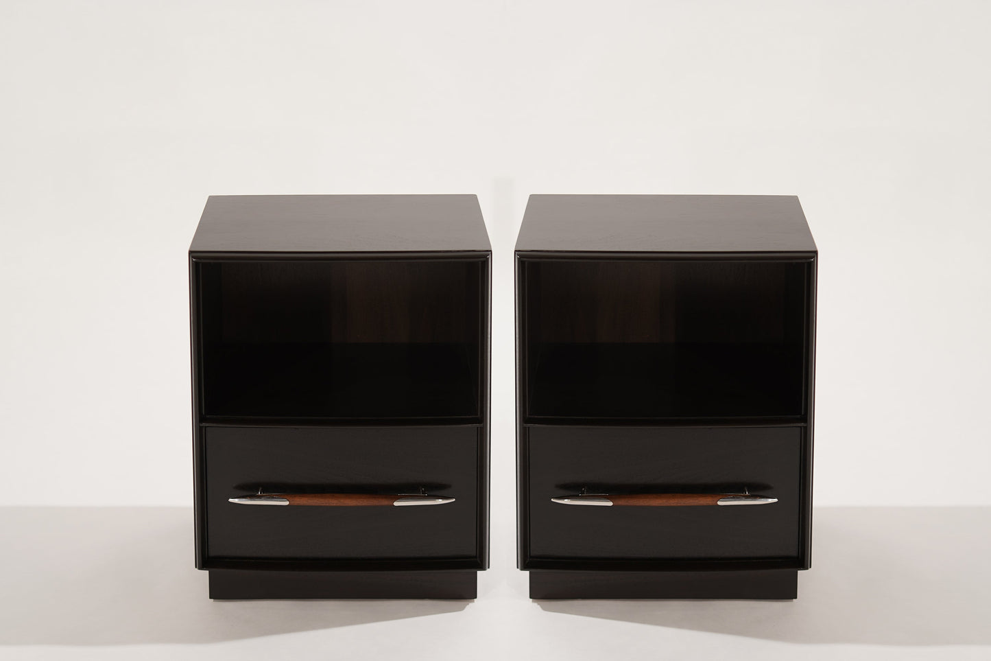 Dark Walnut Nightstands by T.H. Robsjohn-Gibbings, 1950s
