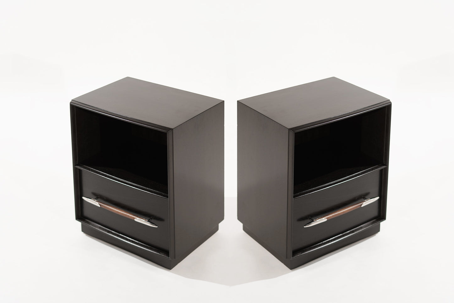 Dark Walnut Nightstands by T.H. Robsjohn-Gibbings, 1950s