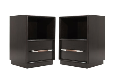 Dark Walnut Nightstands by T.H. Robsjohn-Gibbings, 1950s