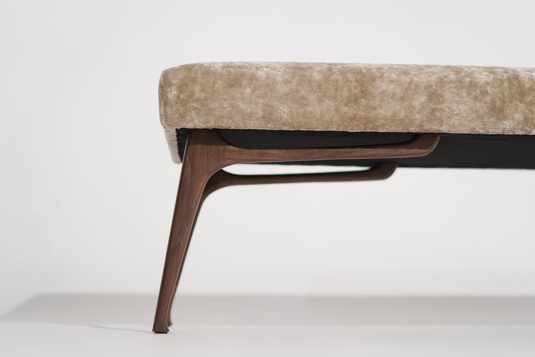 Sculptural ICO Bench Series 54 in Natural Walnut | Bespoke MCM Seating ...