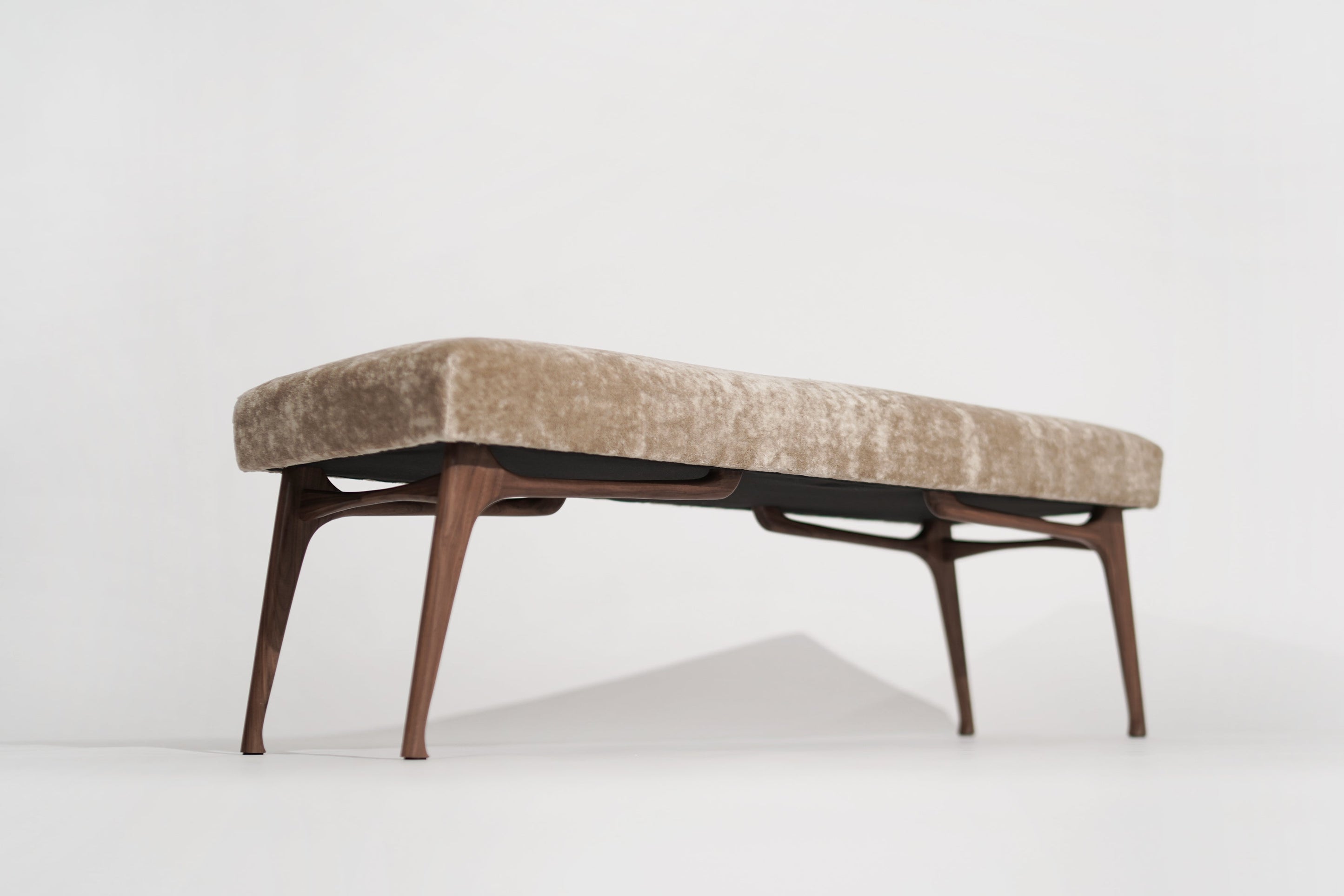 Sculptural ICO Bench Series 54 in Natural Walnut | Bespoke MCM Seating ...