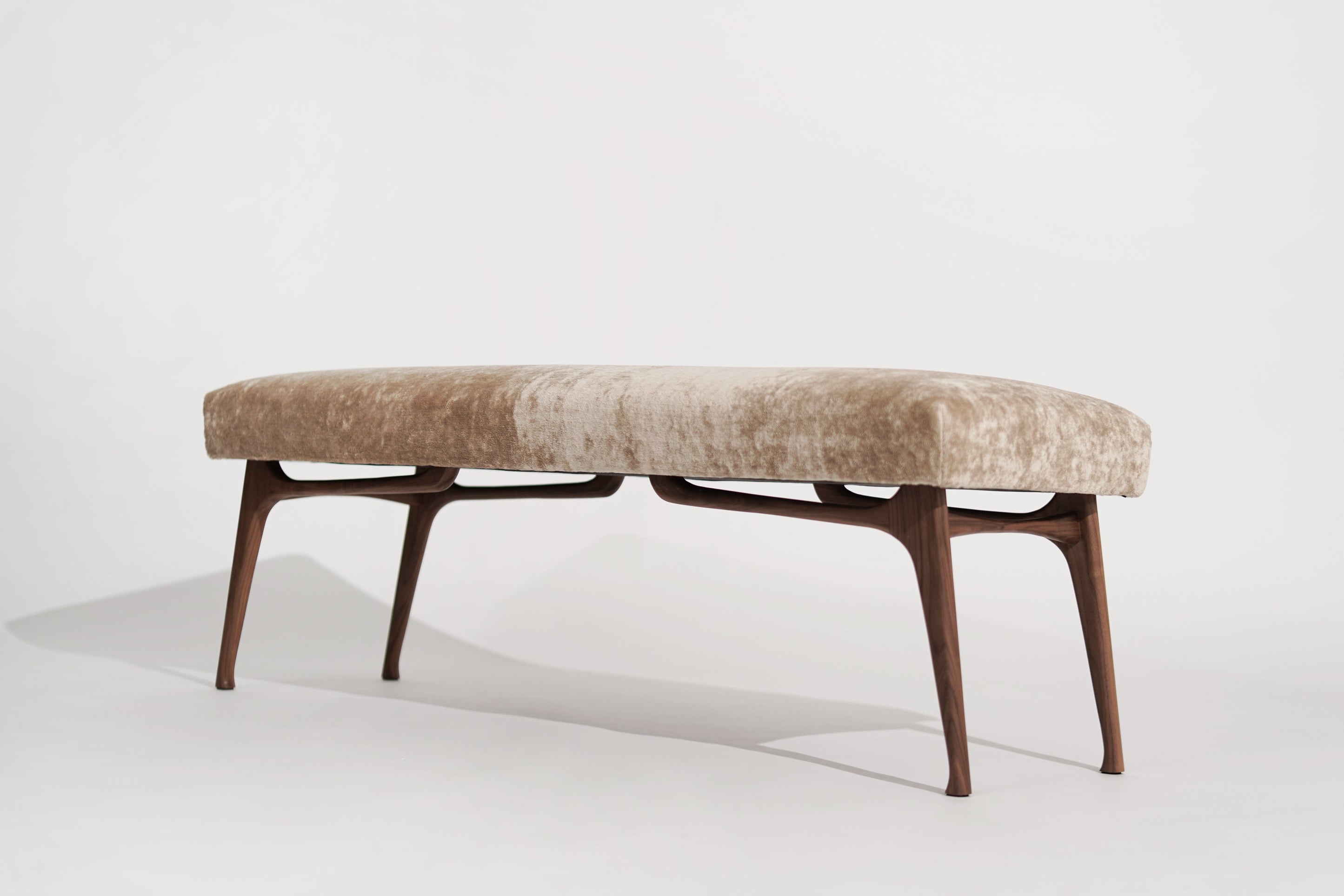 Sculptural ICO Bench Series 54 in Natural Walnut | Bespoke MCM Seating ...