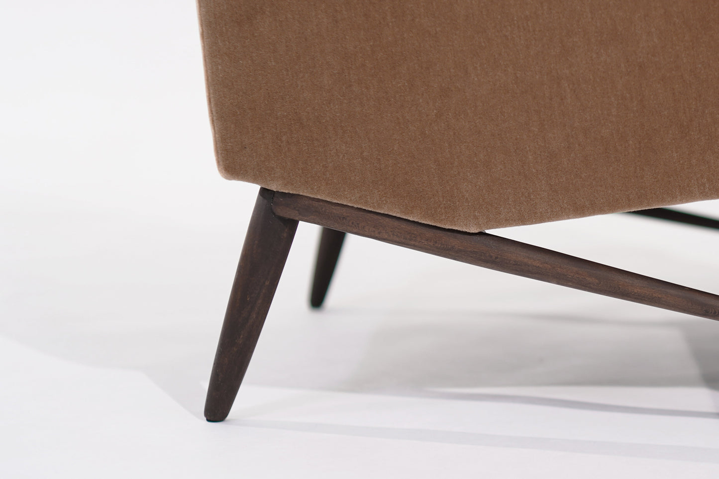 Scandinavian Modern Lounge Chair in Gold Mohair, C. 1950s