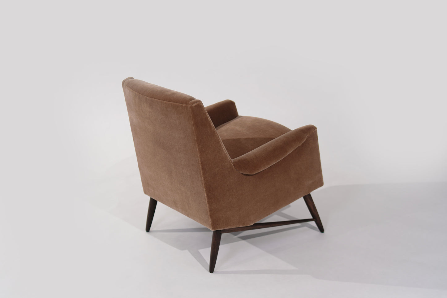 Scandinavian Modern Lounge Chair in Gold Mohair, C. 1950s