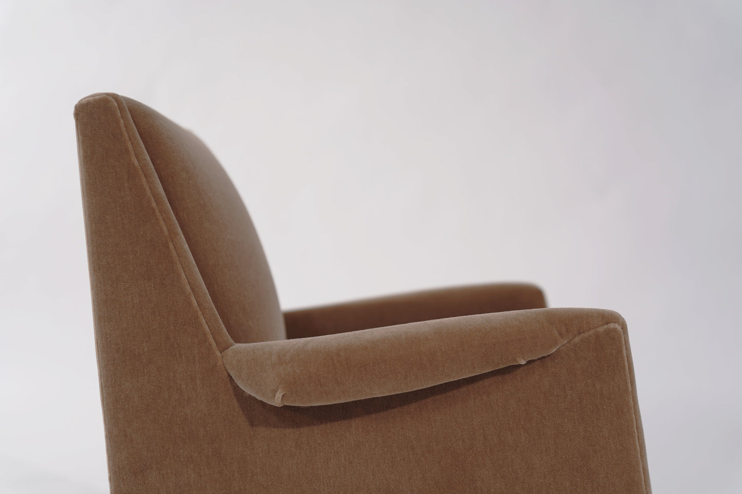 Scandinavian Modern Lounge Chair in Gold Mohair, C. 1950s