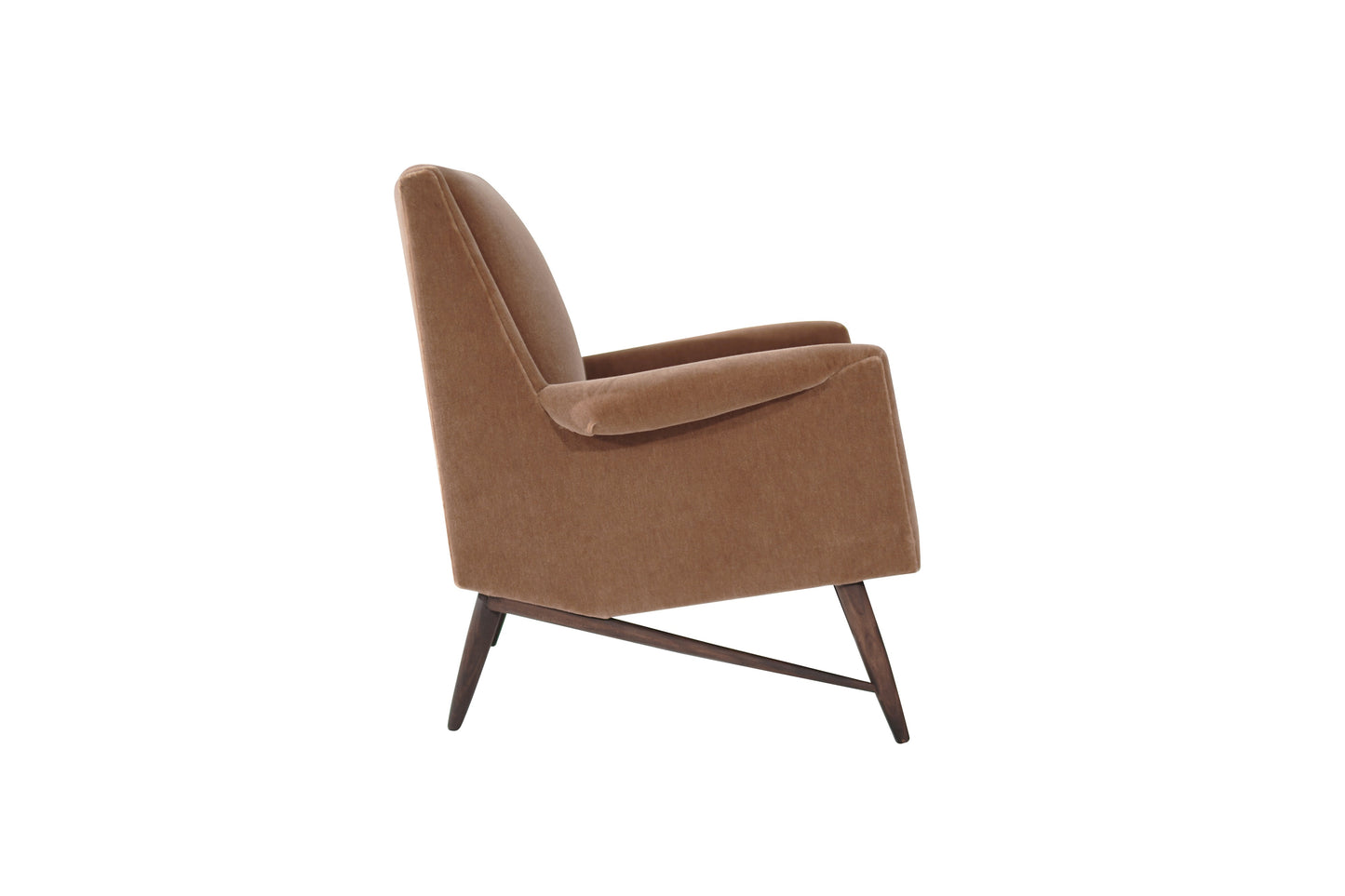Scandinavian Modern Lounge Chair in Gold Mohair, C. 1950s