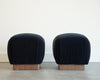 Mohair and Walnut Stools by Karl Springer, C. 1980s