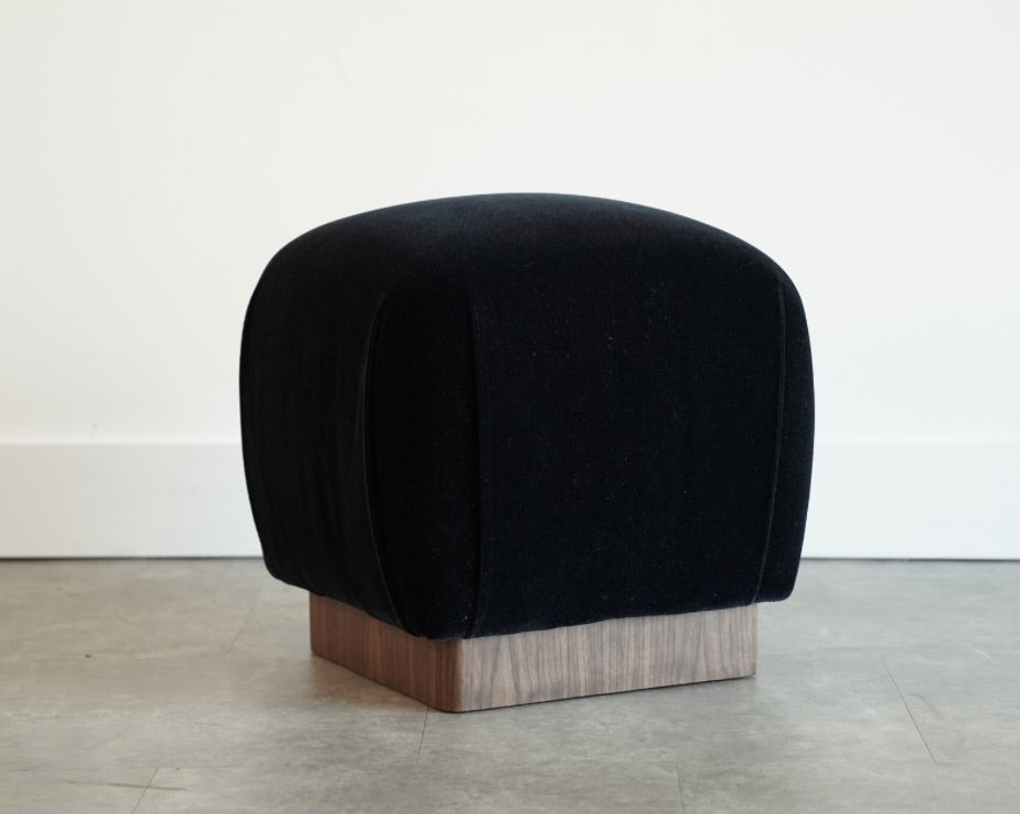 Mohair and Walnut Stools by Karl Springer, C. 1980s