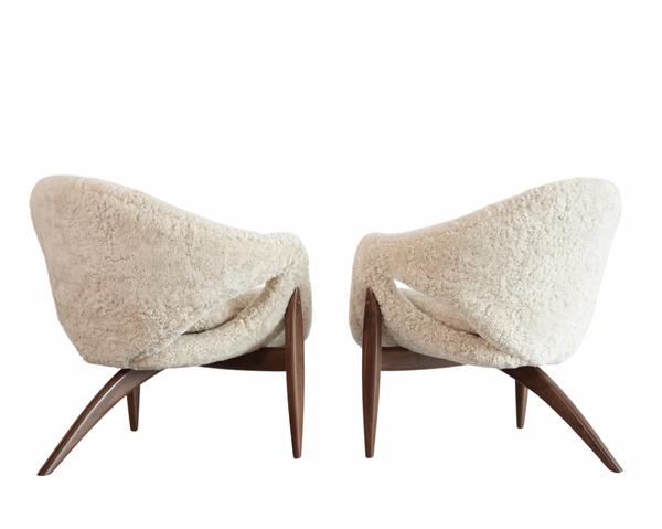 Sculptural Lounge Chairs in Shearling by Luigi Tiengo, Canada, C. 1960s