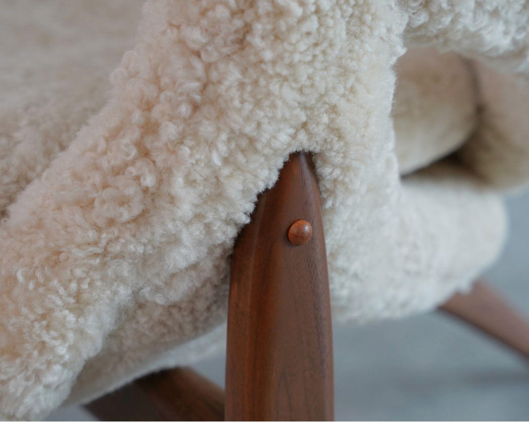 Sculptural Lounge Chairs in Shearling by Luigi Tiengo, Canada, C. 1960s