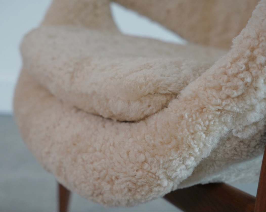 Sculptural Lounge Chairs in Shearling by Luigi Tiengo, Canada, C. 1960s