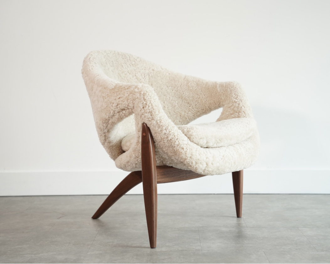 Sculptural Lounge Chairs in Shearling by Luigi Tiengo, Canada, C. 1960s