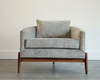 Tripod Barrelback Lounge Chairs in Greige Linen, C. 1950s