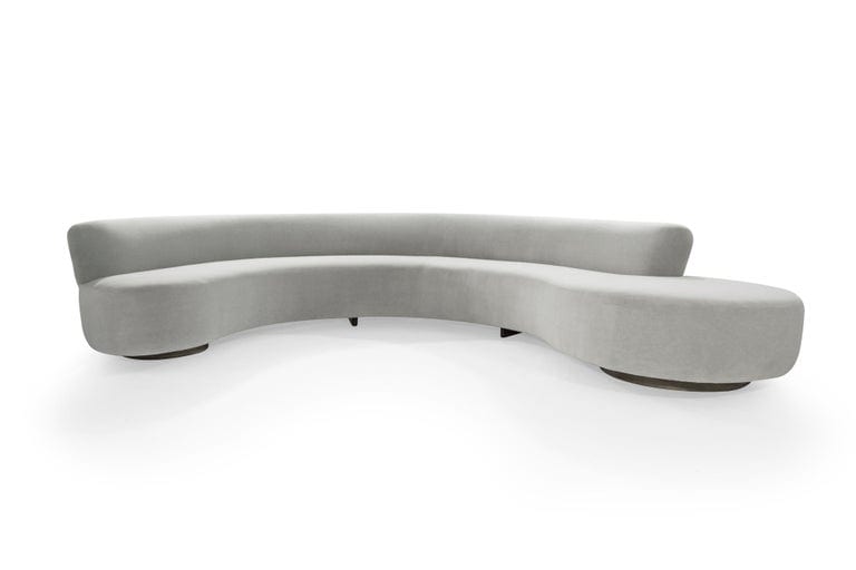 Large Scale Sofa in Grey Alpaca Velvet by Vladimir Kagan