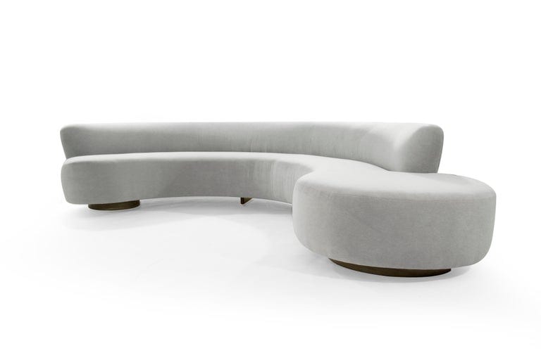 Large Scale Sofa in Grey Alpaca Velvet by Vladimir Kagan