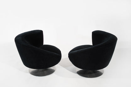 Set of Corkscrew Swivel Lounge Chairs by Vladimir Kagan in Mohair. C. 1970s