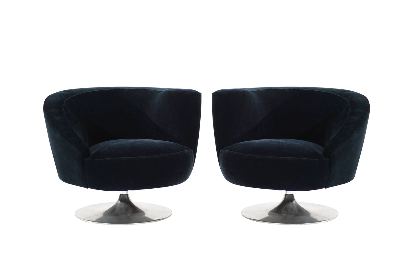 Set of Corkscrew Swivel Lounge Chairs by Vladimir Kagan in Mohair. C. 1970s