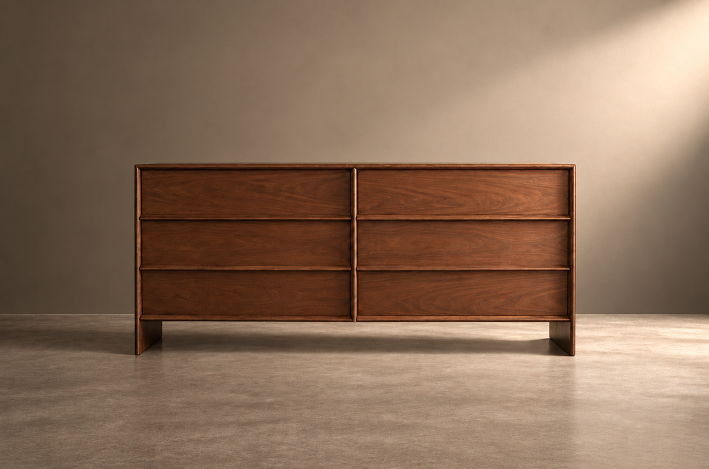 T.H. Robsjohn-Gibbings Thin-Line Walnut Dresser, C. 1950s