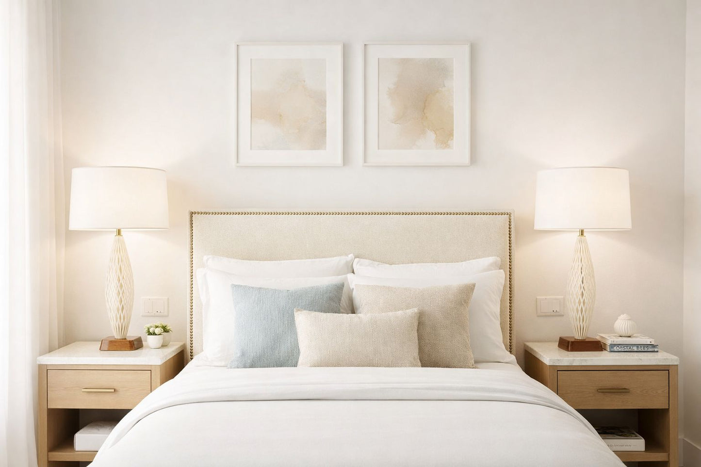 Pair of Murano Glass Table Lamps on Walnut Bases, Italy, 1960s