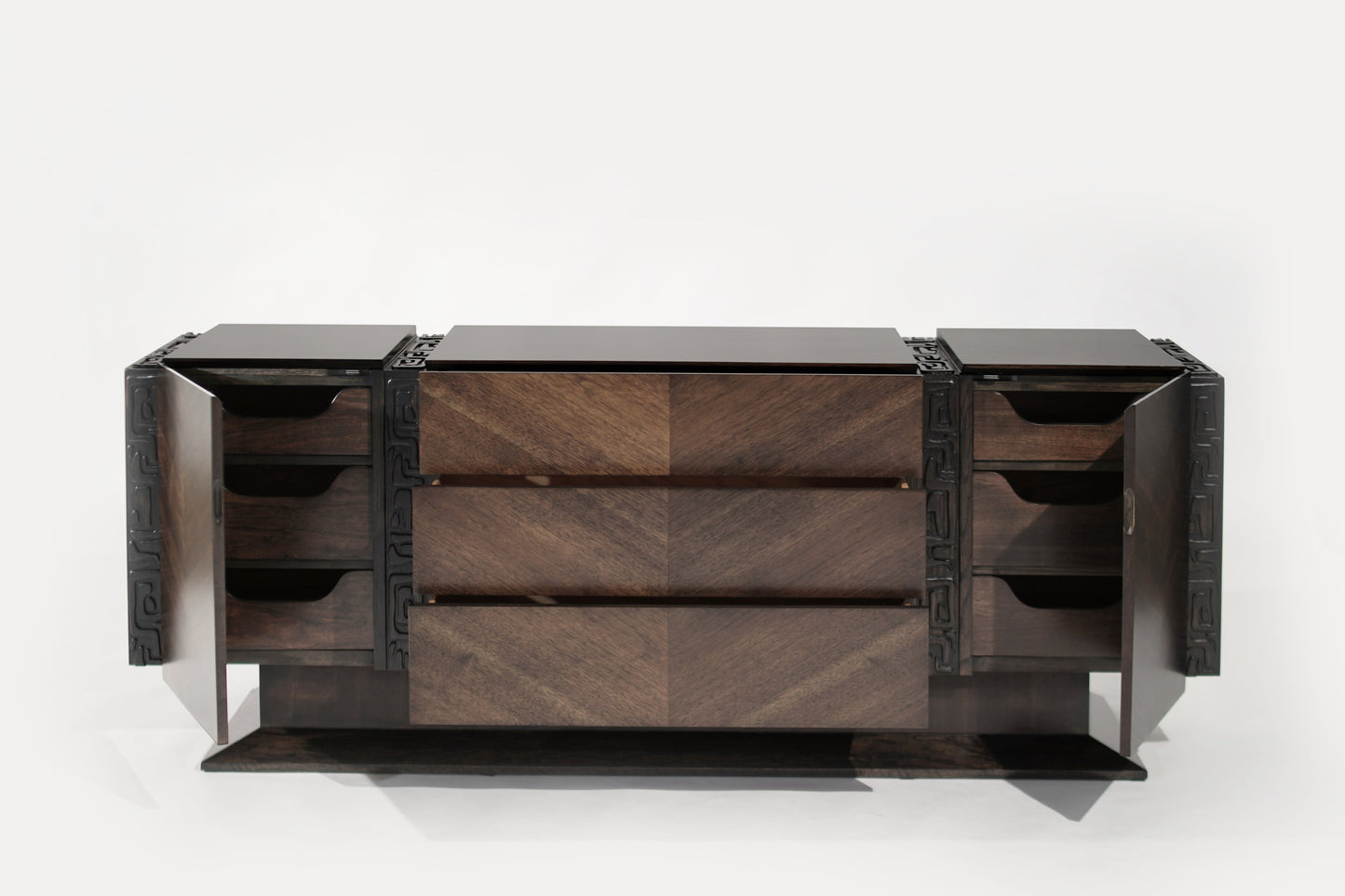 Brutalist Oak & Walnut Bookmatched Dresser, C. 1950s