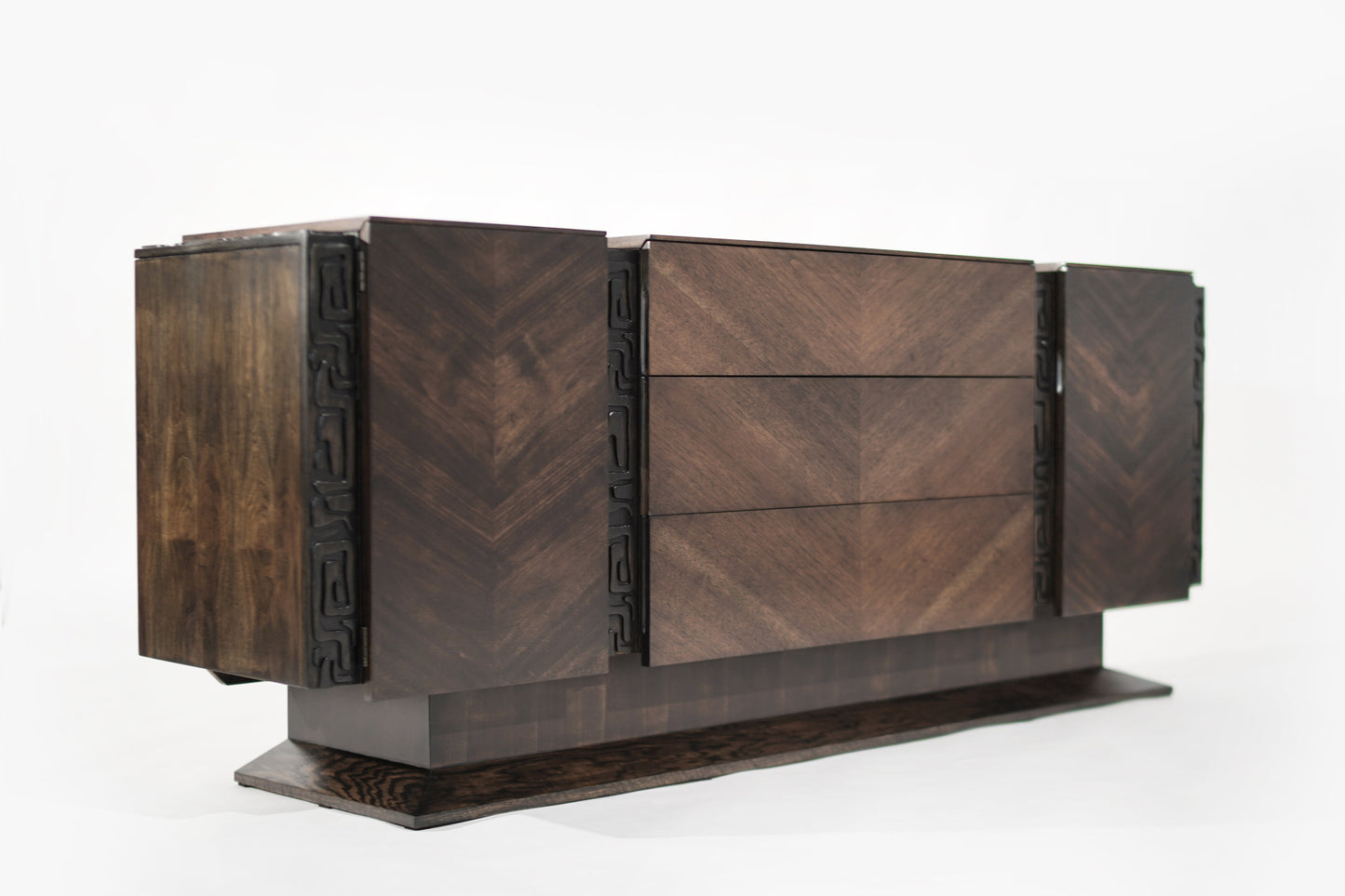 Brutalist Oak & Walnut Bookmatched Dresser, C. 1950s
