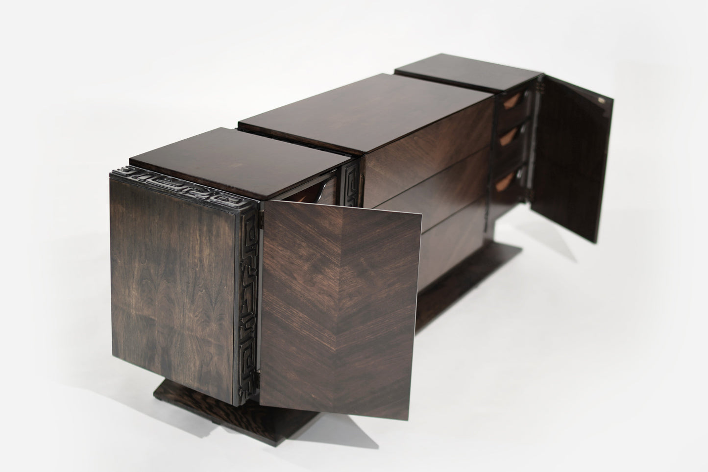 Brutalist Oak & Walnut Bookmatched Dresser, C. 1950s