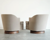 Set MCM Swivel Chairs in Taupe Velvet & Walnut, C. 1950s