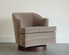 Set MCM Swivel Chairs in Taupe Velvet & Walnut, C. 1950s