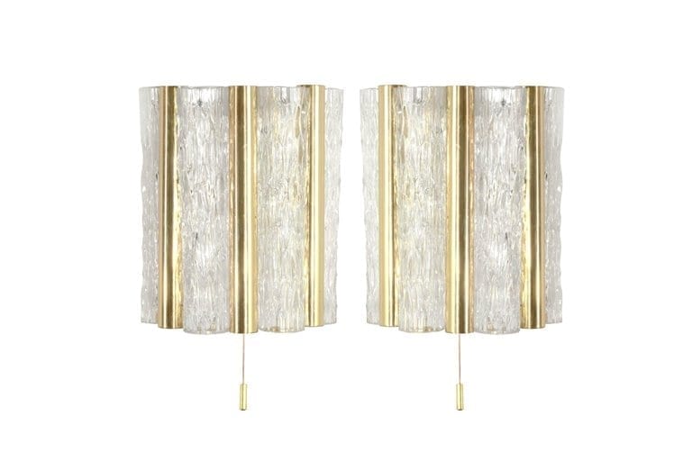 Murano Glass and Brass Sconces by Doria Leuchten, Germany 1950s