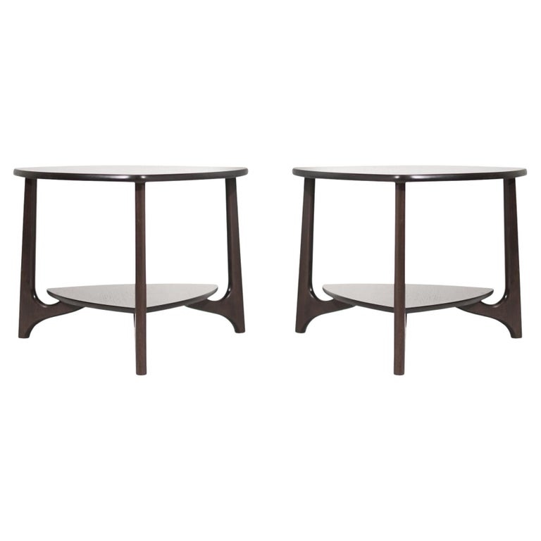 Refined Set of Sculpted Walnut End Tables, C. 1950s