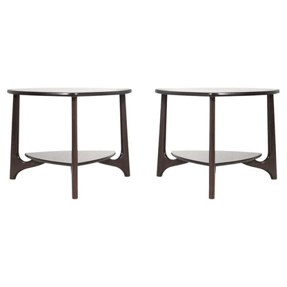 Refined Set of Sculpted Walnut End Tables, C. 1950s