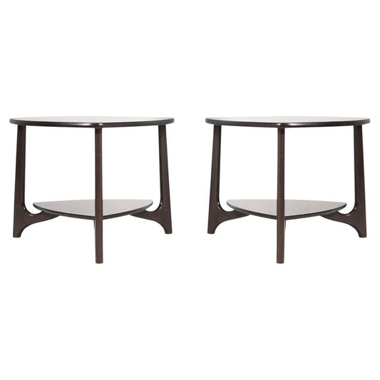 Refined Set of Sculpted Walnut End Tables, C. 1950s