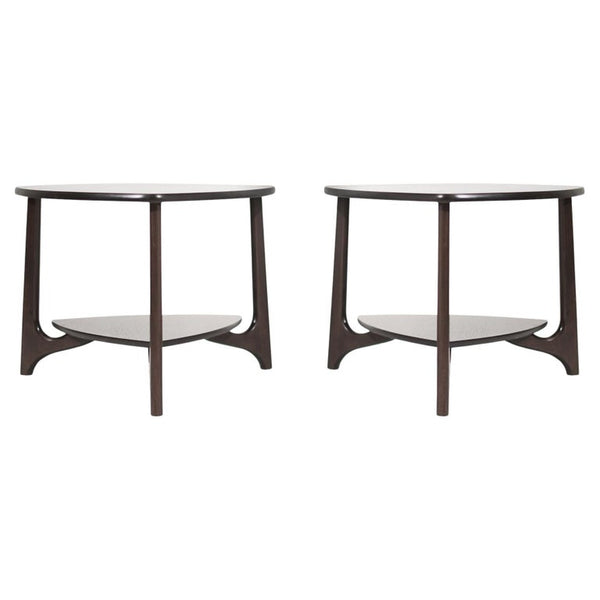 Refined Set of Sculpted Walnut End Tables, C. 1950s