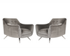 Set of Lounge Chairs by Henry Glass in Grey Alpaca Velvet, C. 1950s