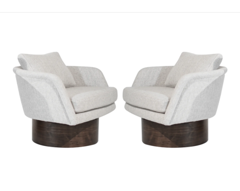 Set of Swivel Lounges on Walnut Supports by Leon Rosen, C. 1970s