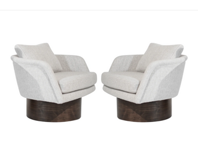 Set of Swivel Lounges on Walnut Supports by Leon Rosen, C. 1970s