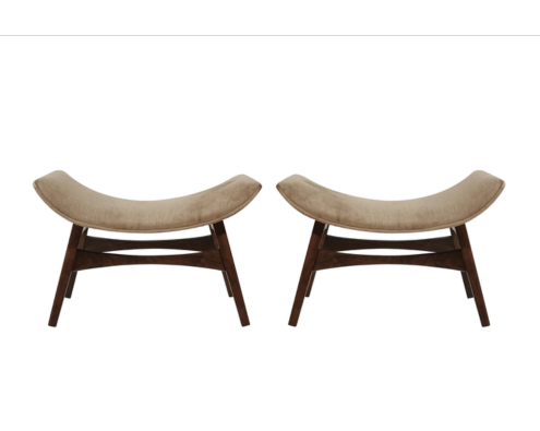 Mid-Century Danish Modern Curved Stools, Circa 1950s