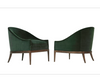 Mid-Century Modern Lounge Chairs in Emerald Velvet, C. 1950s