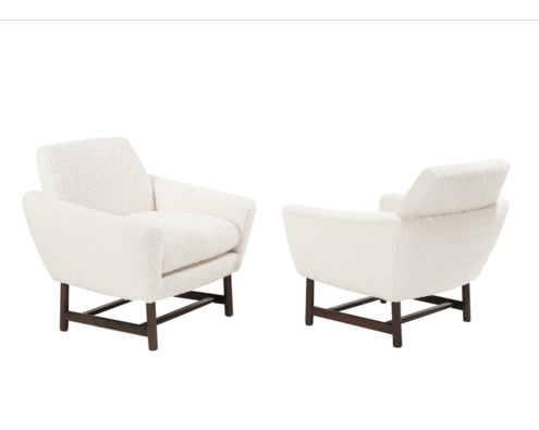 Sculptural Low-Profile Lounge Chairs in Bouclé, Denmark, 1950s